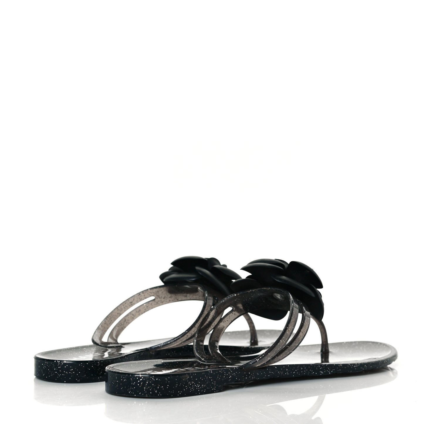 Jelly Quilted Camellia Thong Sandals 39 Black