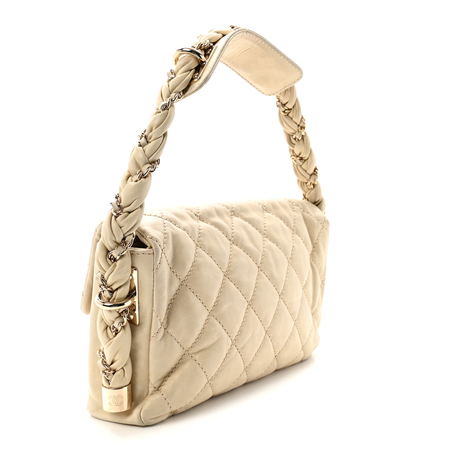 Lambskin Small Lady Braid Flap Light Beige