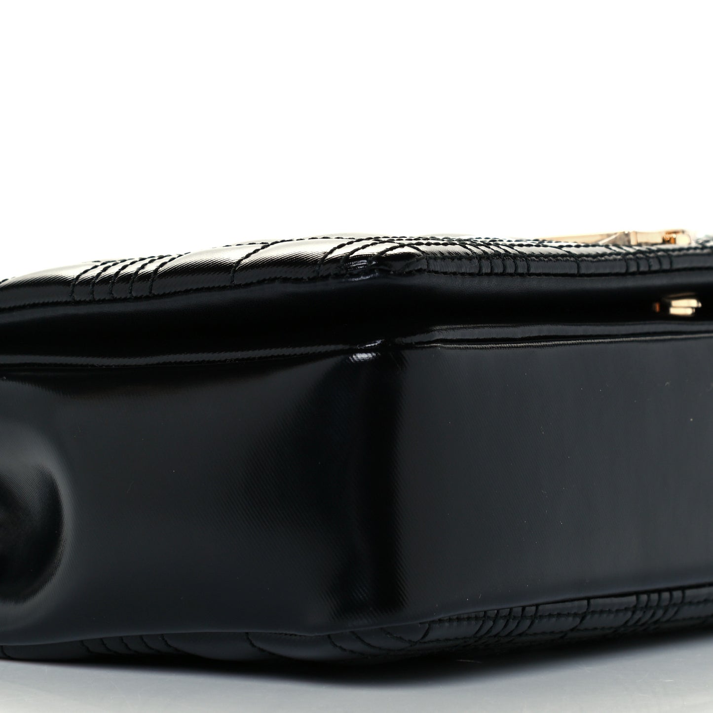 Patent Quilted Horseferry Print Small Lola Bag Black