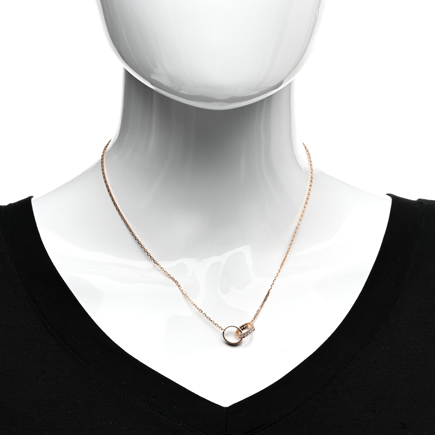 Cartier 18K Pink Gold Diamond Interlocking LOVE Necklace 2 of 5