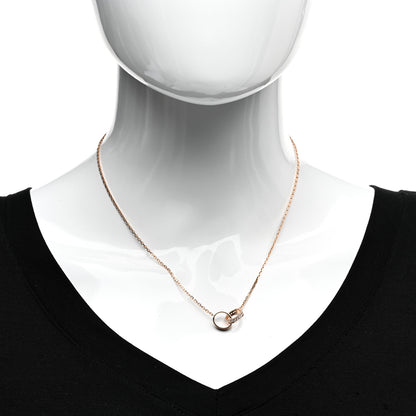 Cartier 18K Pink Gold Diamond Interlocking LOVE Necklace 2 of 5