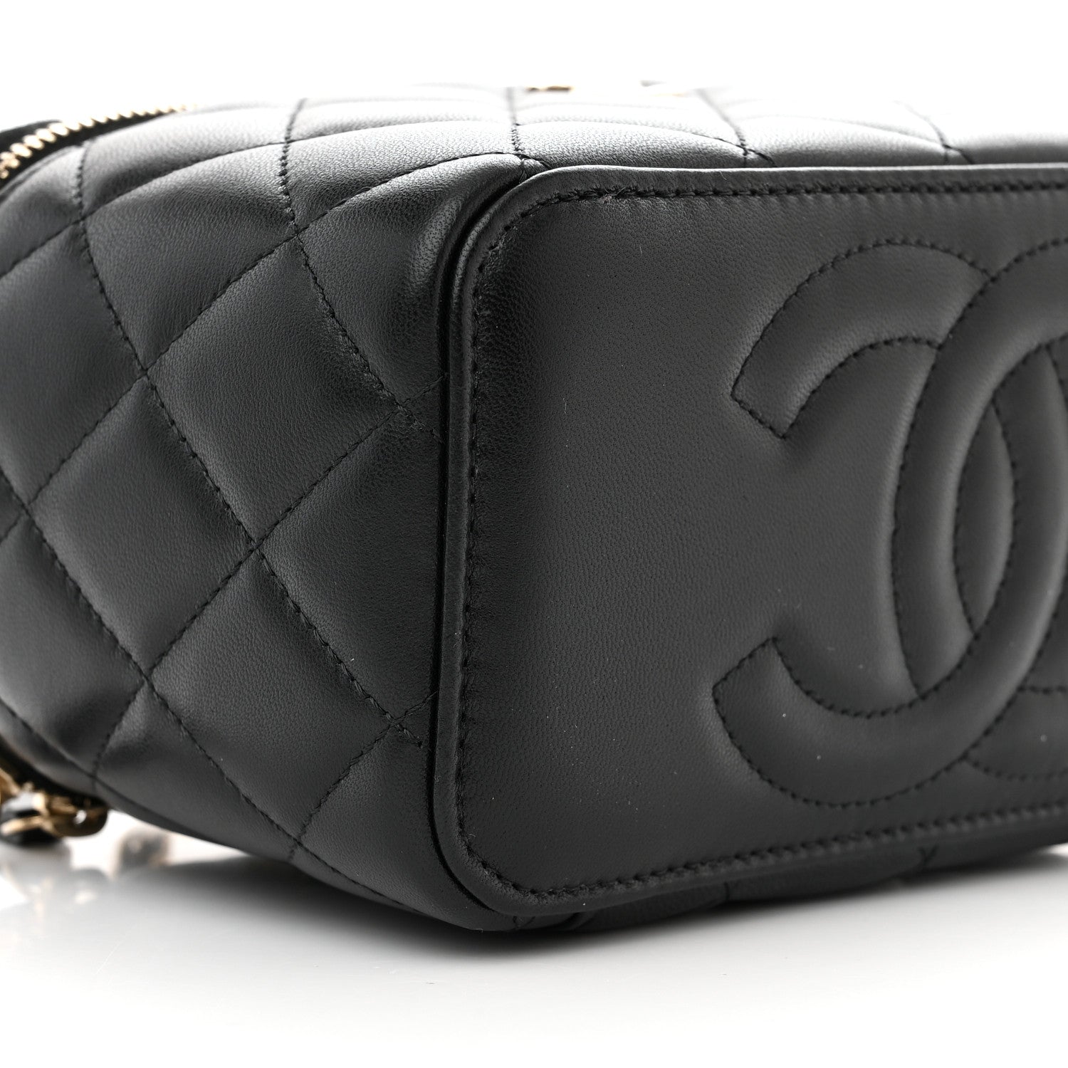 Chanel Lambskin Quilted Small Top Handle Vanity Case With Chain Black 9 of 12