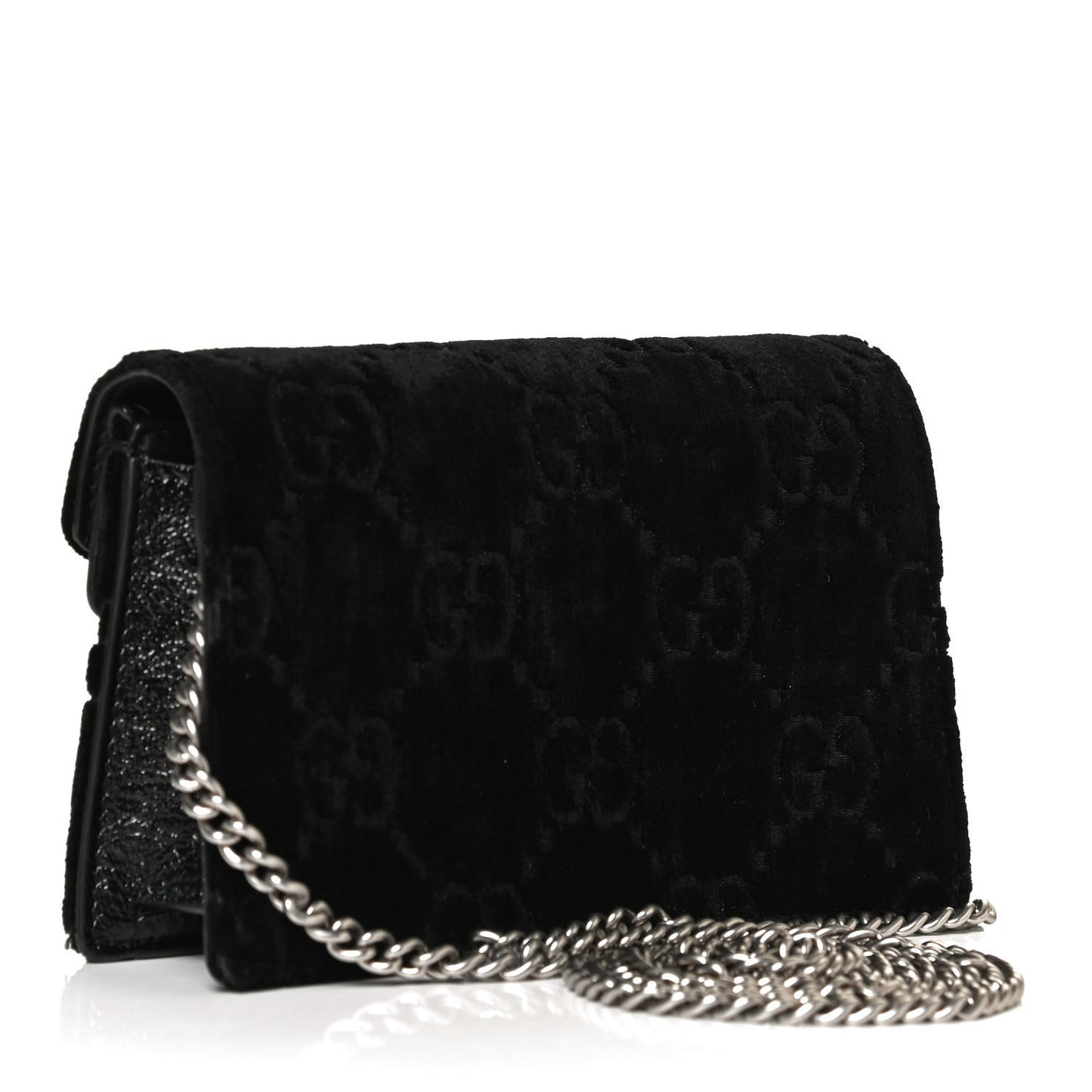 Velvet GG Monogram Super Mini Dionysus Shoulder Bag Black