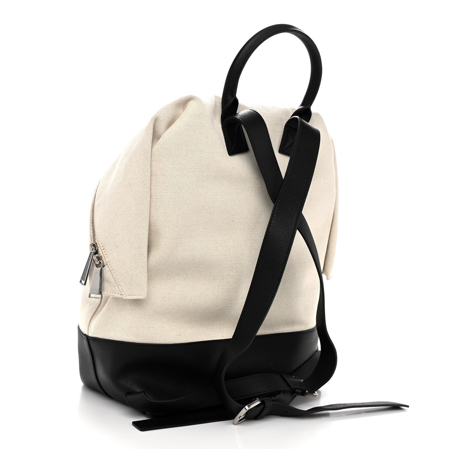 Bottega Veneta Canvas Calfskin Backpack Natural Black 3 of 9
