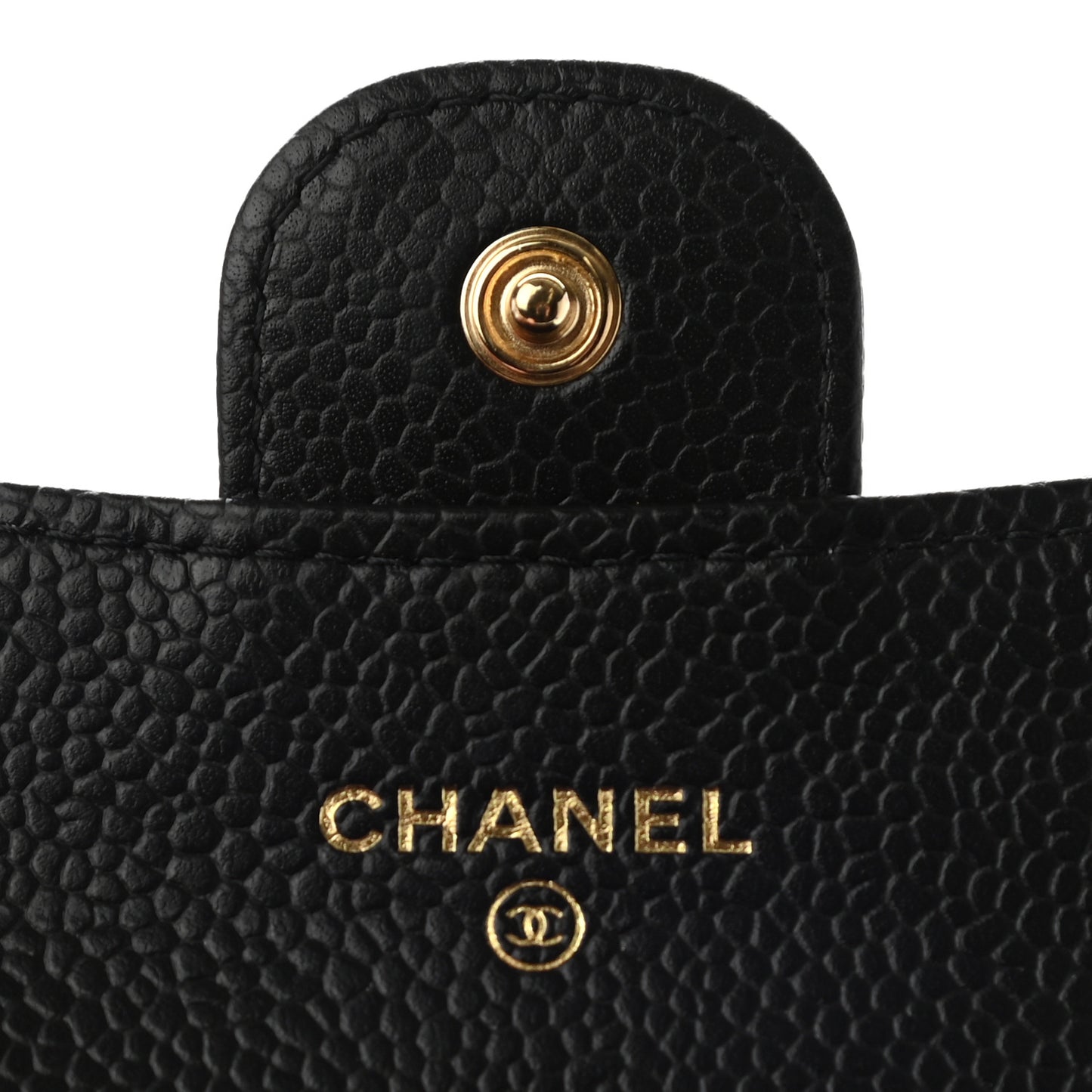 Caviar Quilted Flap Card Holder Wallet Black