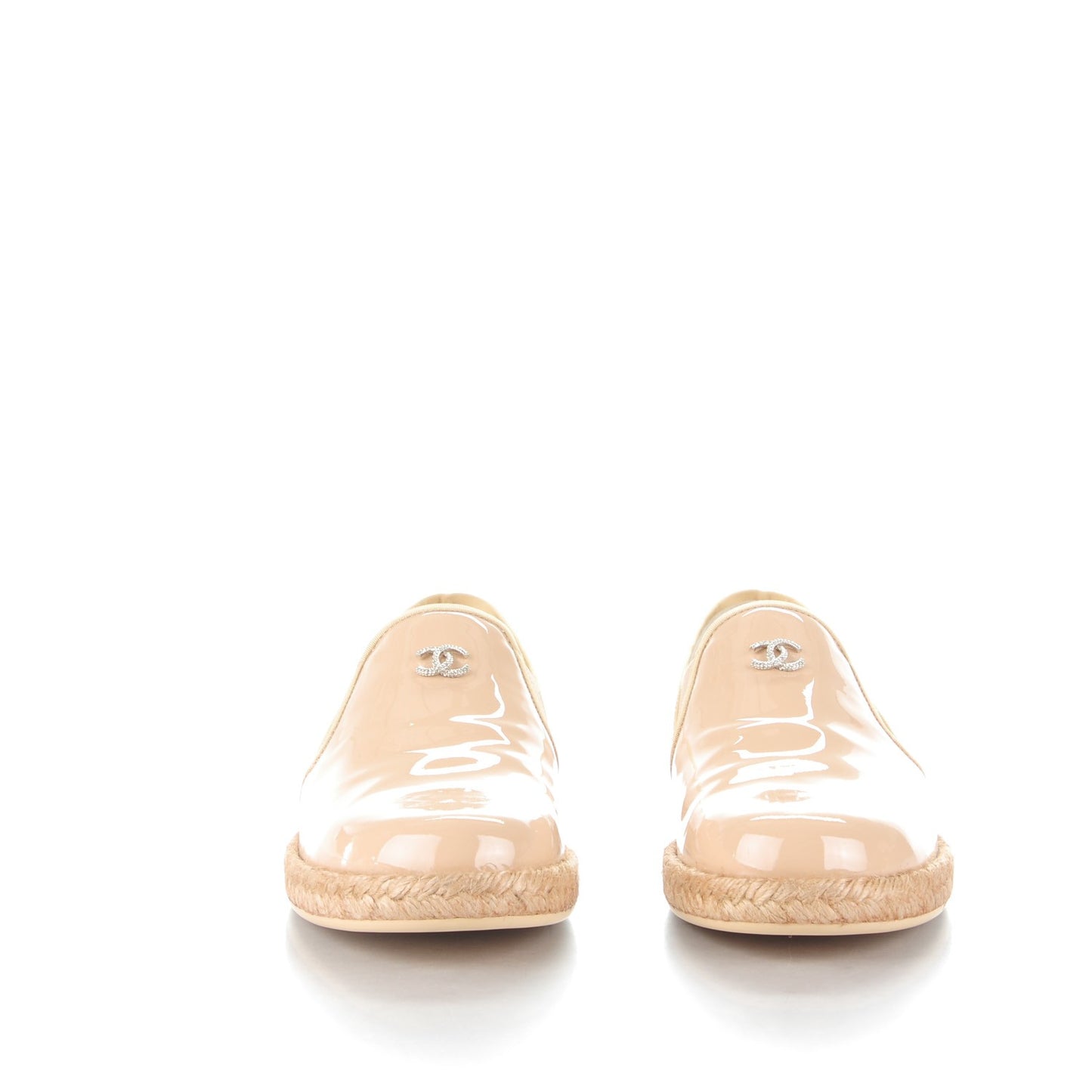 Patent Calfskin Espadrille Loafers 39.5 Beige