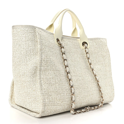 Chanel Canvas Large Deauville Tote Ivory 3 of 10