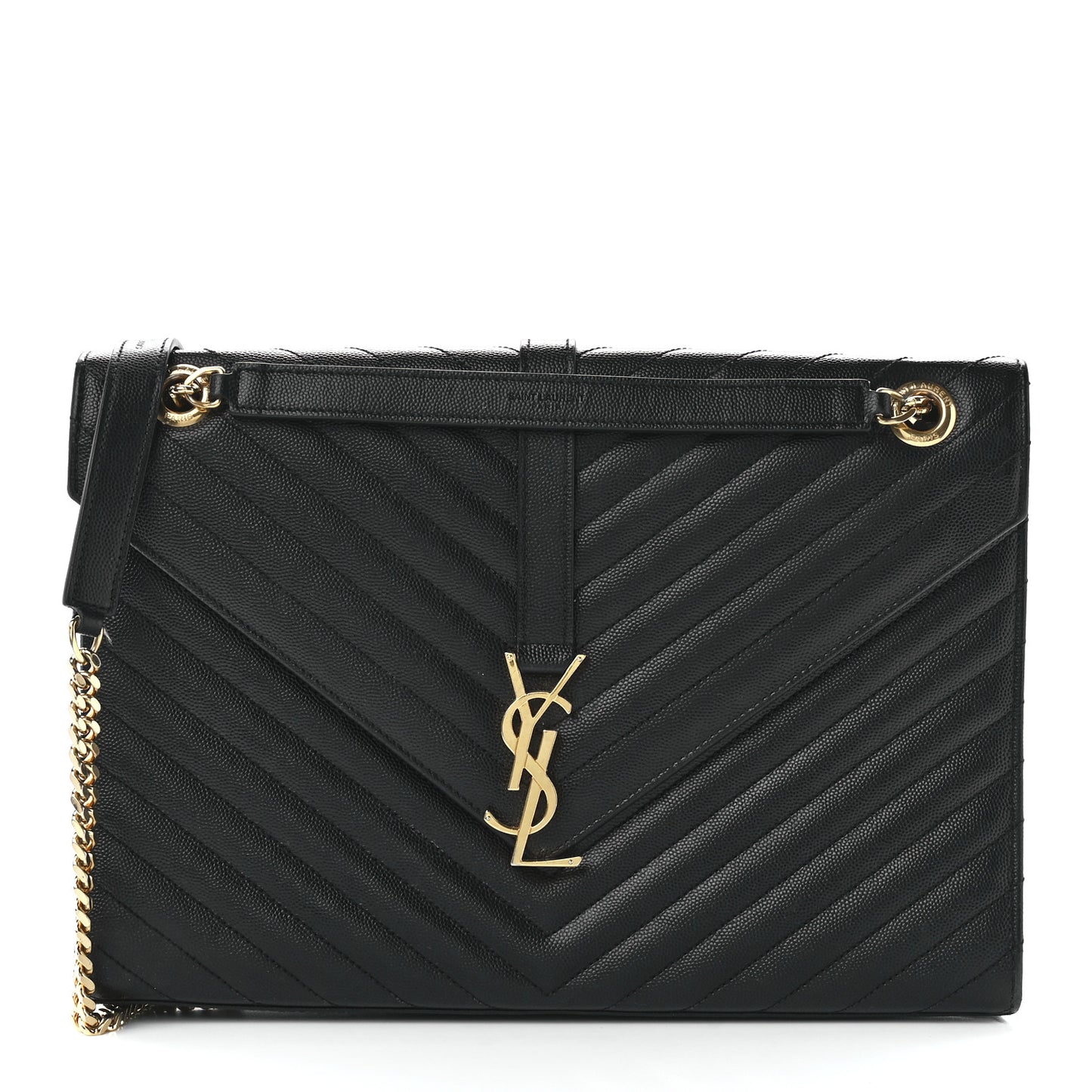 Grain De Poudre Matelasse Chevron Large Monogram Satchel Black