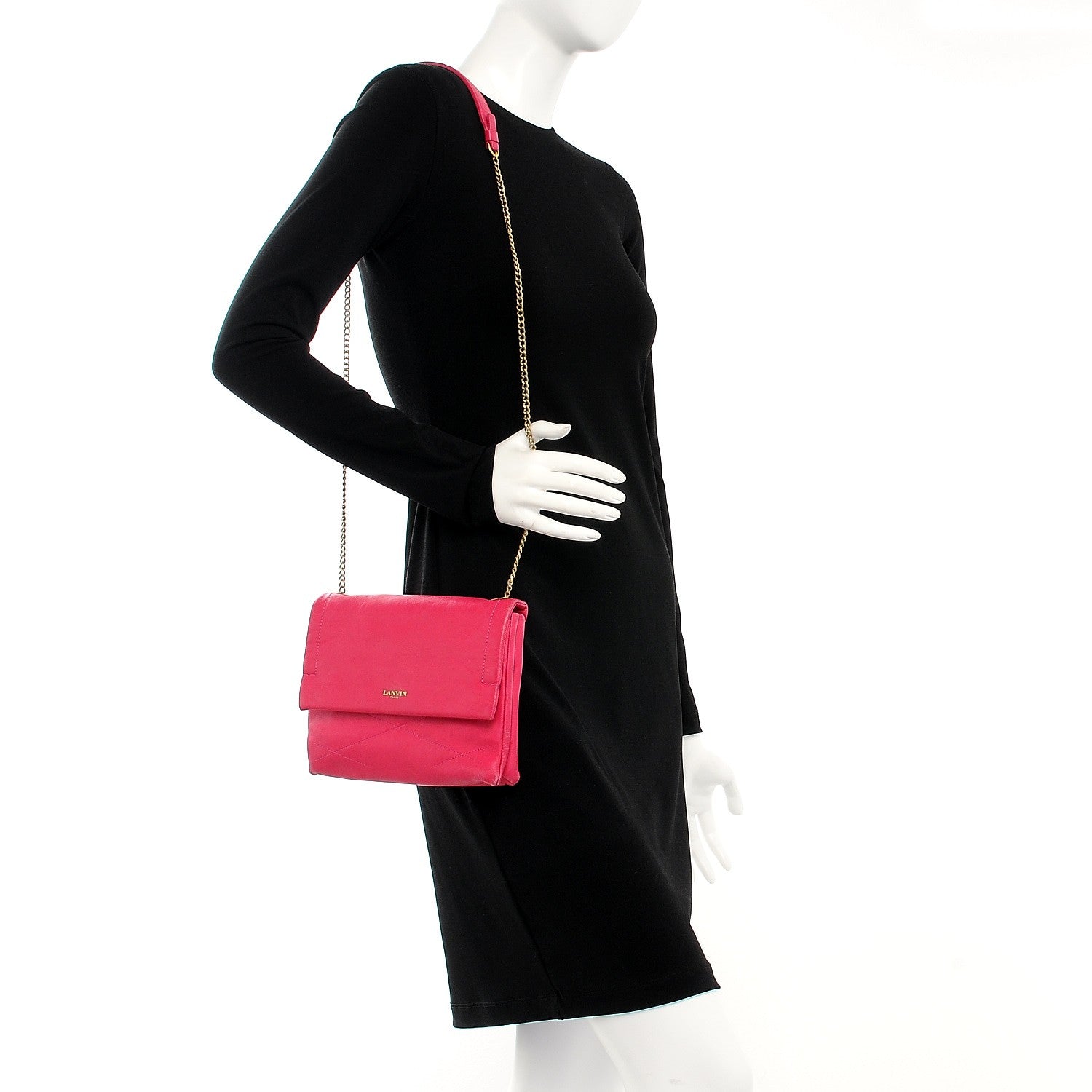 Lanvin Lambskin Quilted Mini Sugar Flap Shoulder Bag Fuchsia 2 of 12