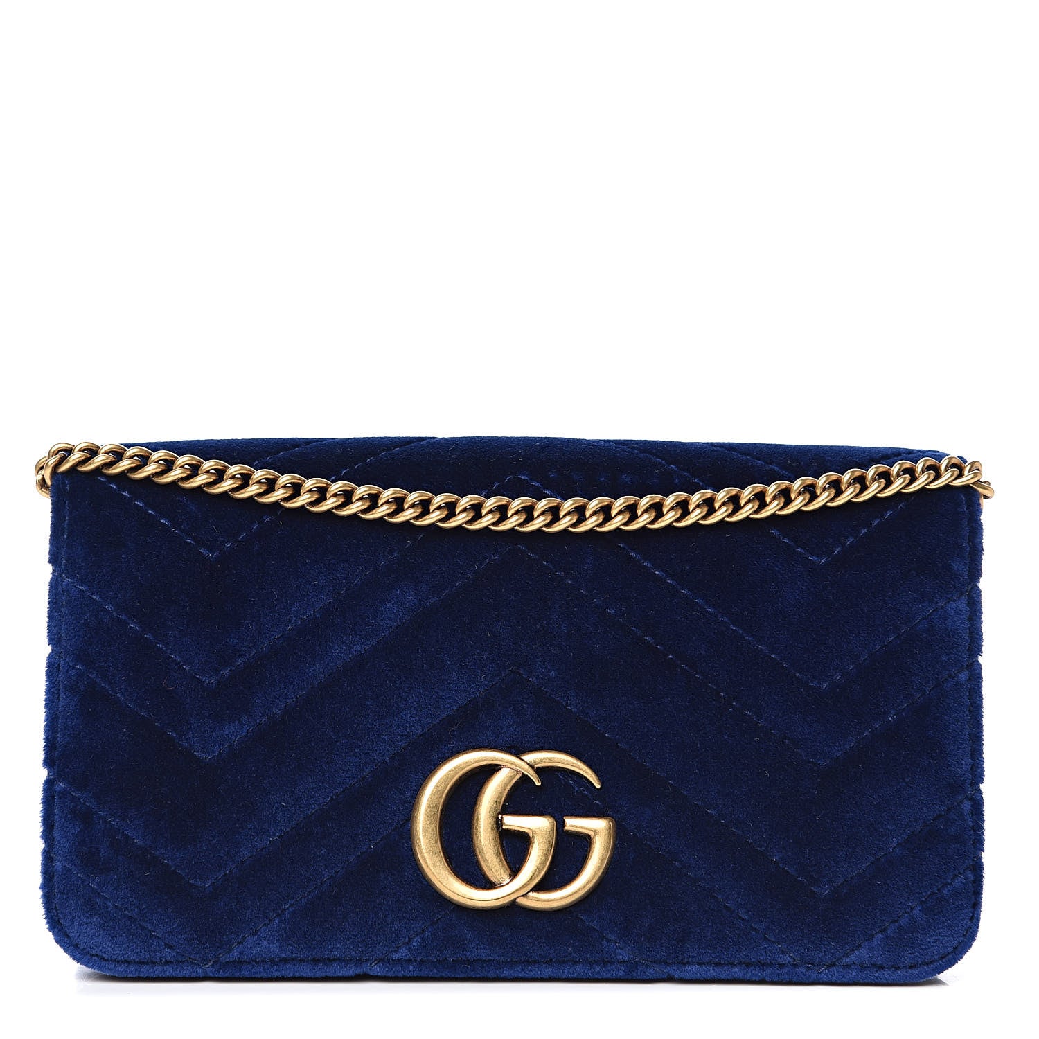 Gucci Velvet Matelasse GG Marmont Mini Bag Cobalt Blue 1 of 11