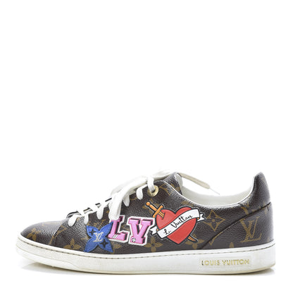 Louis Vuitton Calfskin Monogram LV Black Heart Sneakers 38.5 Cacao 1 of 10