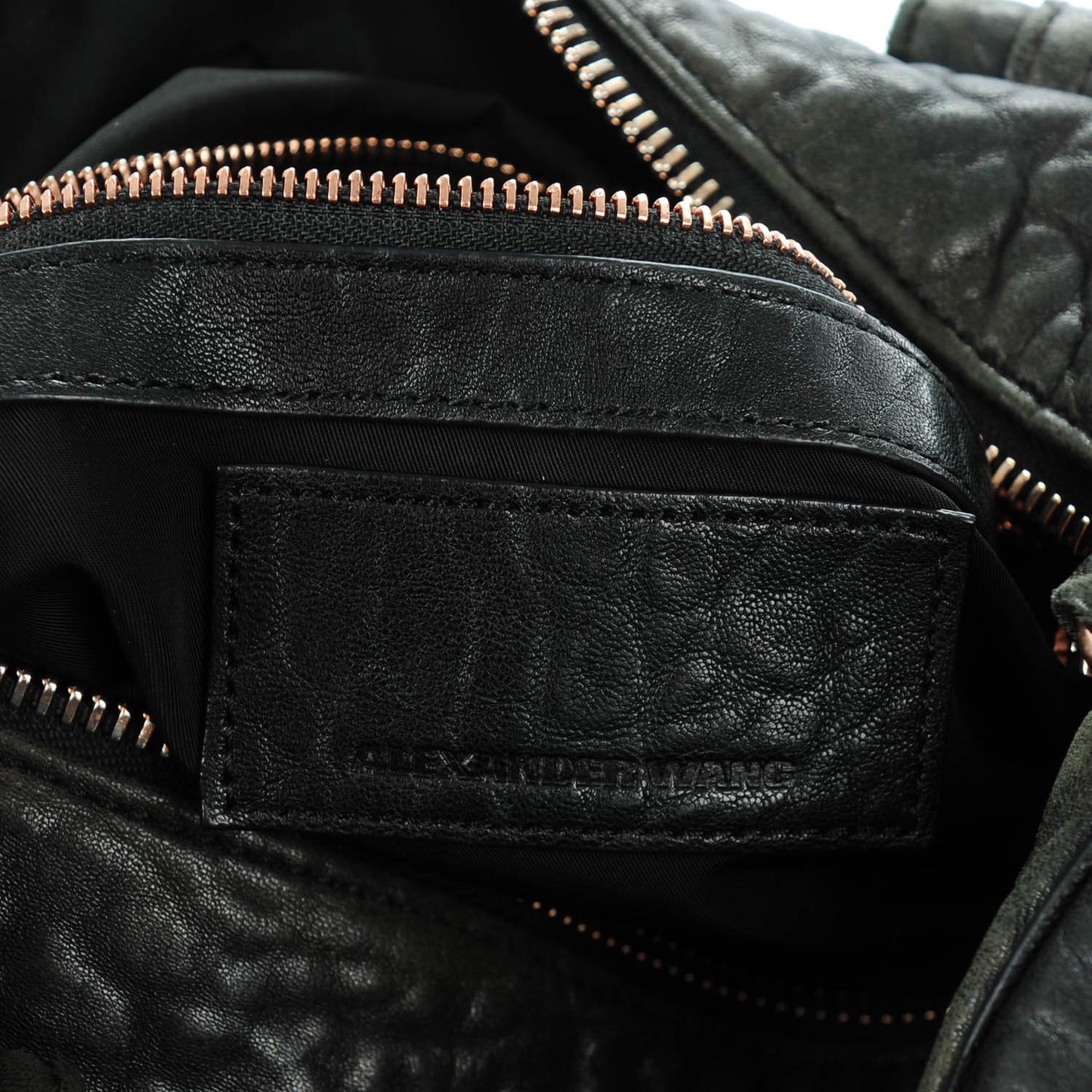 Pebbled Lambskin Rocco Black Rose Gold Hardware