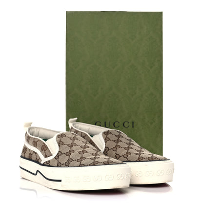 Gucci GG Monogram Womens 1977 Tennis Slip On 30mm Sneakers 39 Beige Ebony Mystic White 8 of 8