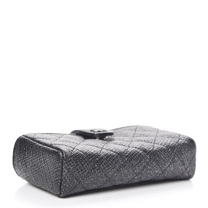 Chanel Glittered Calfskin Quilted Mini Phone Holder Clutch Black 4 of 8