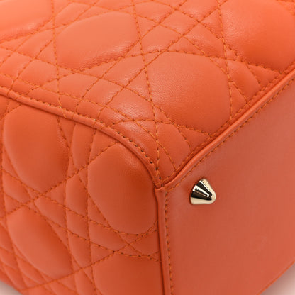 Christian Dior Lambskin Cannage Medium Lady Dior Orange 10 of 12