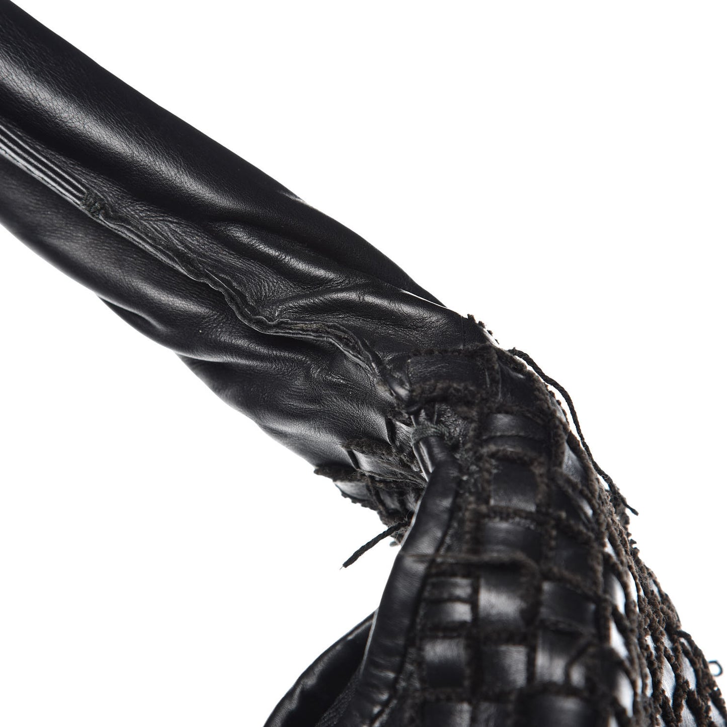 Nappa Intrecciato Fringe Netted Hobo Black