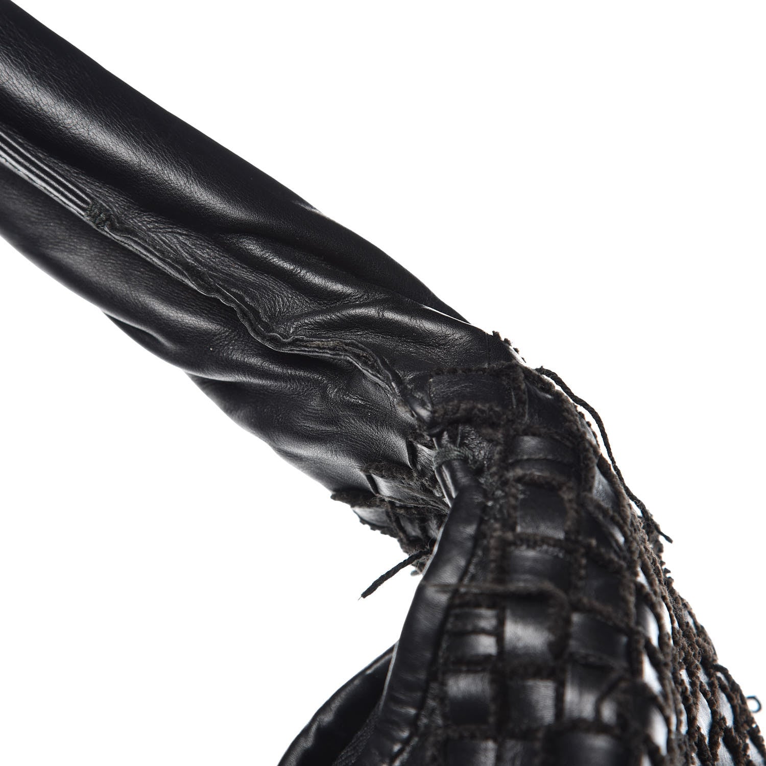 Bottega Veneta Nappa Intrecciato Fringe Netted Hobo Black 13 of 14
