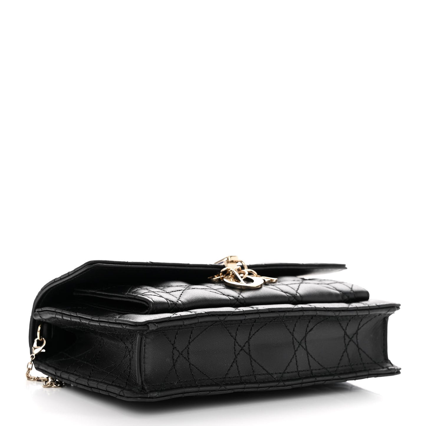 Lambskin Cannage Lady Dior Chain Pouch Black