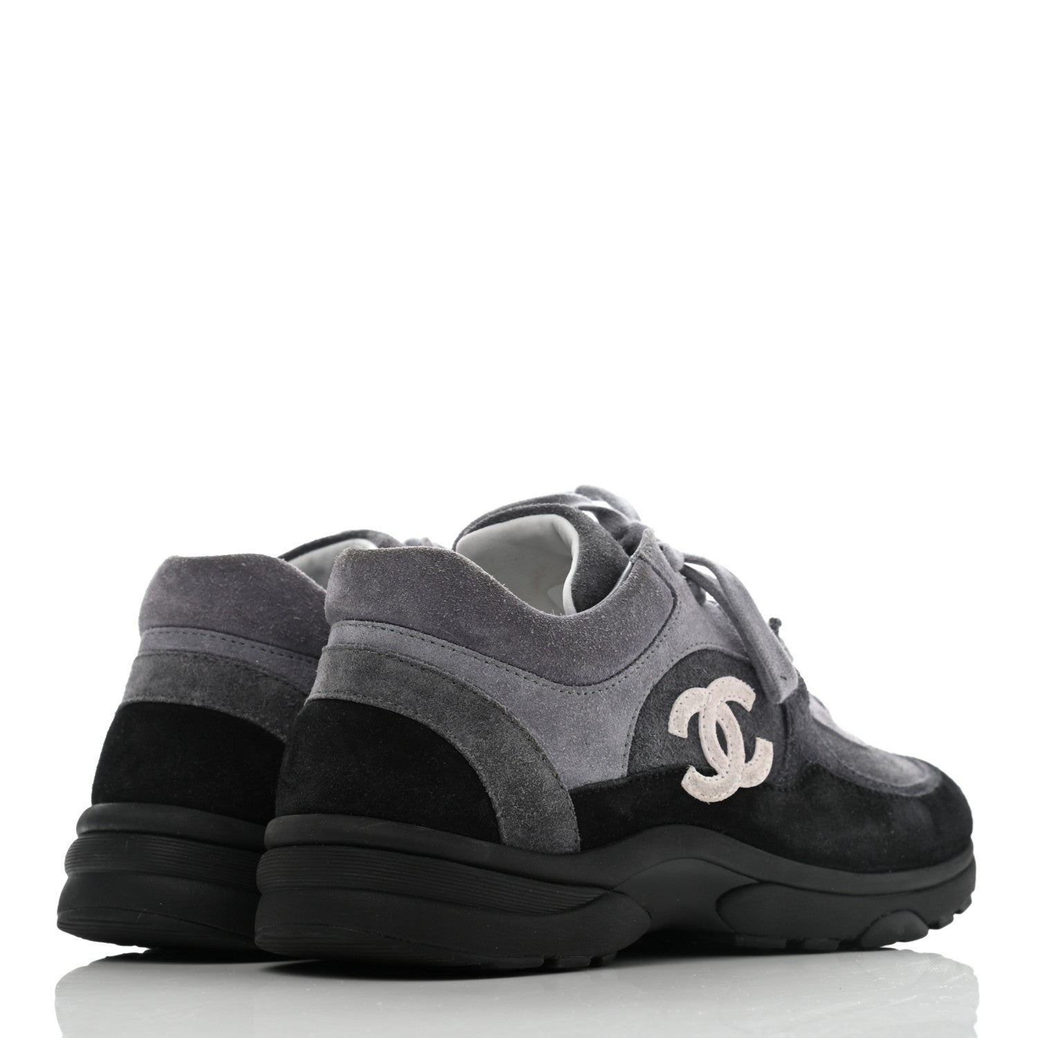 Chanel Suede Calfskin CC Sneakers 37 Black 4 of 13