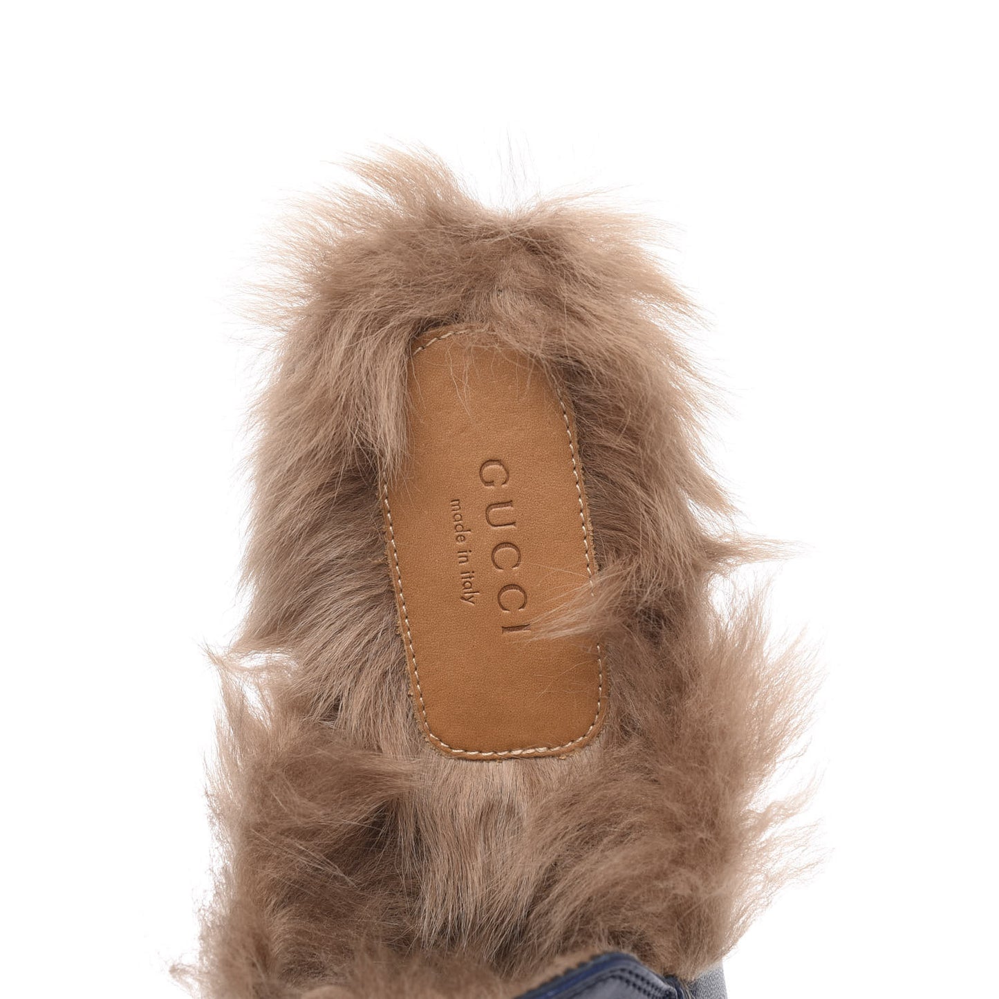 Malaga Kid Fur Womens Princetown Slippers 38.5 Blue Agata