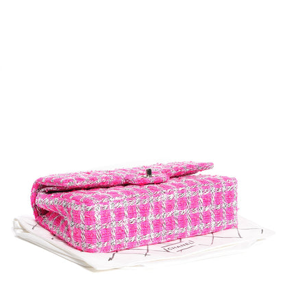 Chanel Tweed Medium Double Flap Fuchsia White 4 of 9