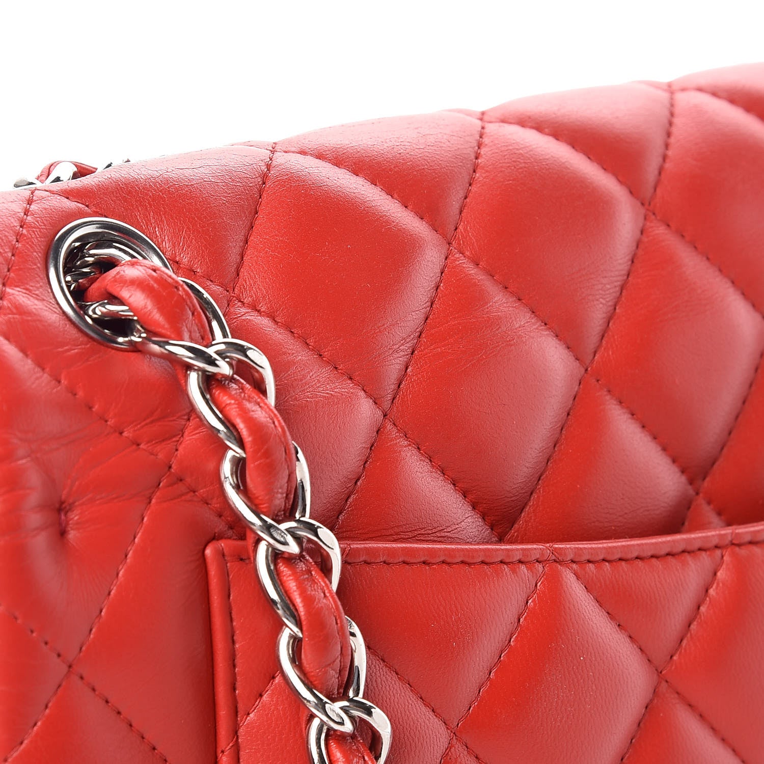 Chanel Lambskin Quilted Jumbo Double Flap Red 15 of 15
