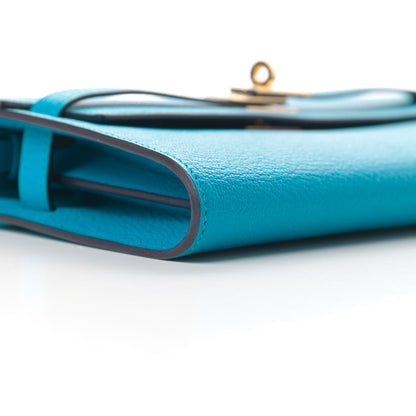 Hermes Chevre Mysore Kelly Wallet To Go Bleu Zanzibar 8 of 10