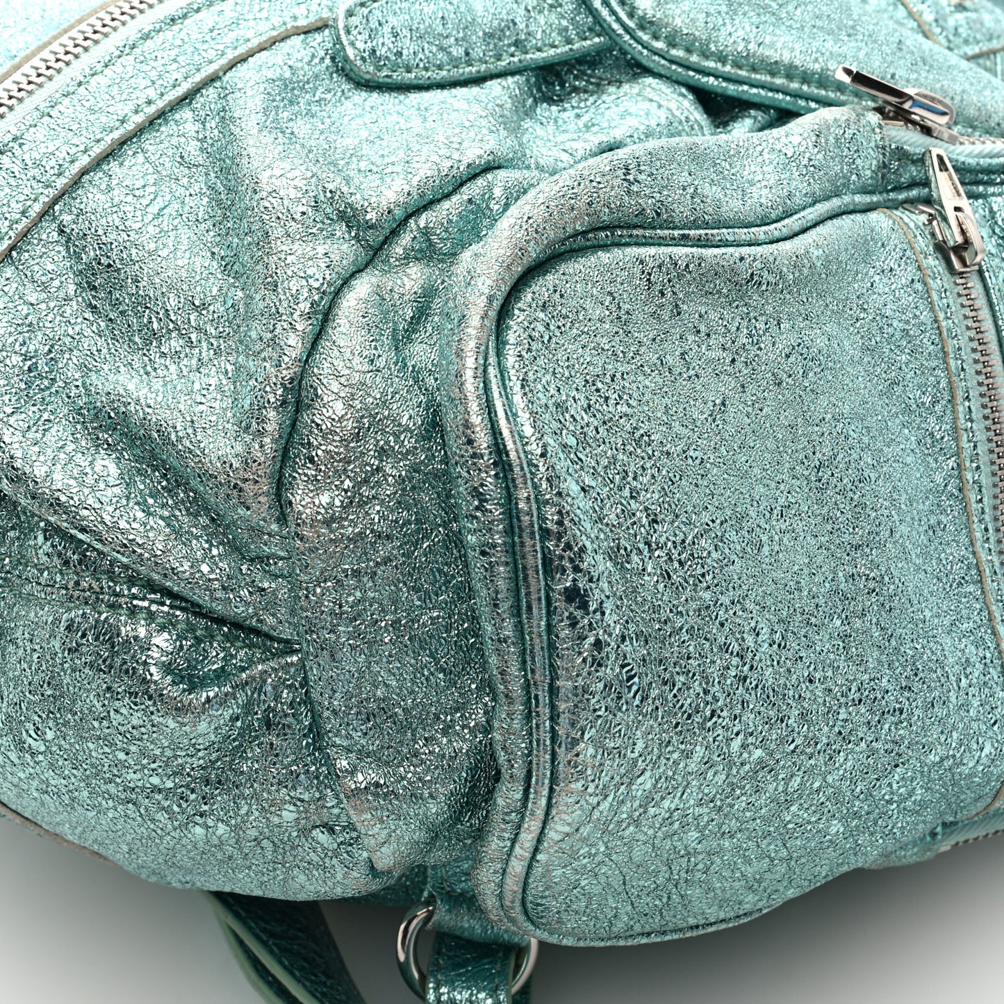 Metallic Calfskin Marti Backpack Bag Light Blue Rhodium Hardware