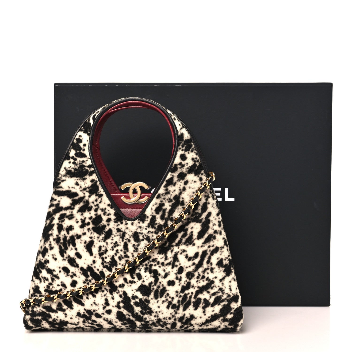 Chanel Pony Hair Printed Chic Lady Small Shopping Tote White Black 11 of 11