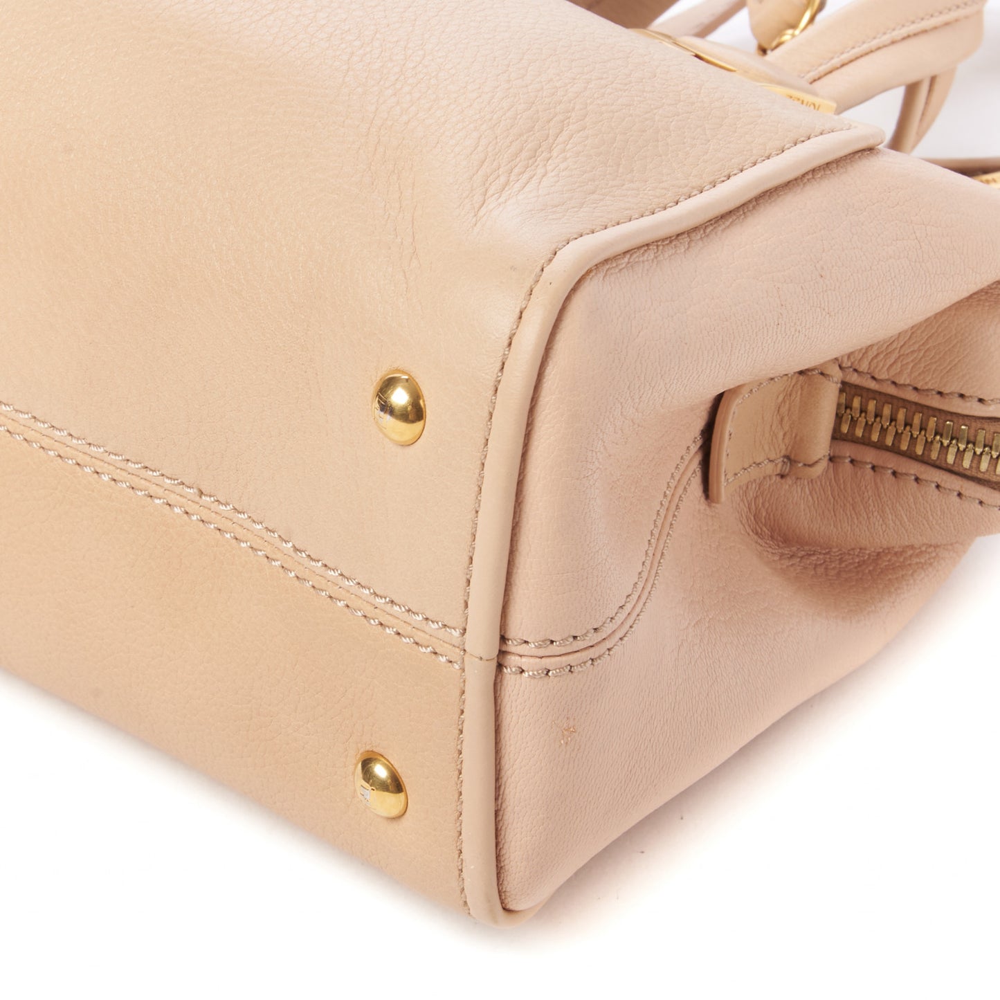 Capra Vitello Dolce Marmol Colorblock Small Chameleon Tote Cipria Makeup Camel