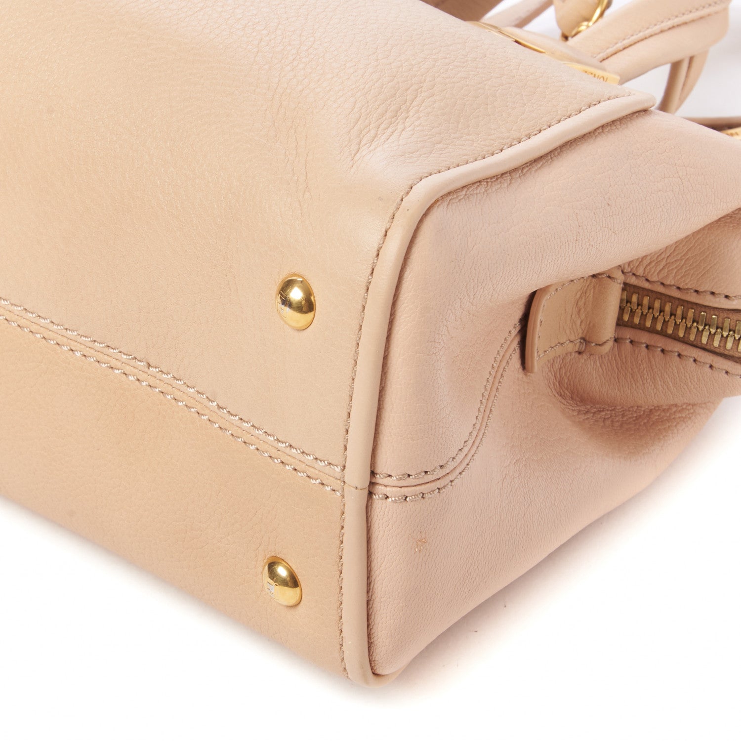 Fendi Capra Vitello Dolce Marmol Colorblock Small Chameleon Tote Cipria Makeup Camel 5 of 9