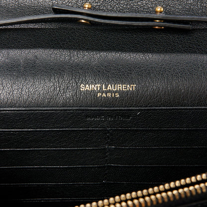 Saint Laurent Denim Matelasse Chevron Monogram Chain Wallet Blue Jeans 6 of 9