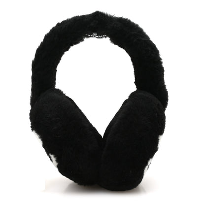 Chanel Shearling CC Ear Muffs Black White 4 of 5