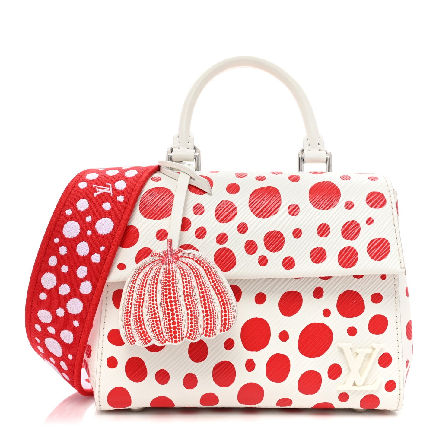 LV X YK Monogram Kusama Epi Cluny Mini White Red