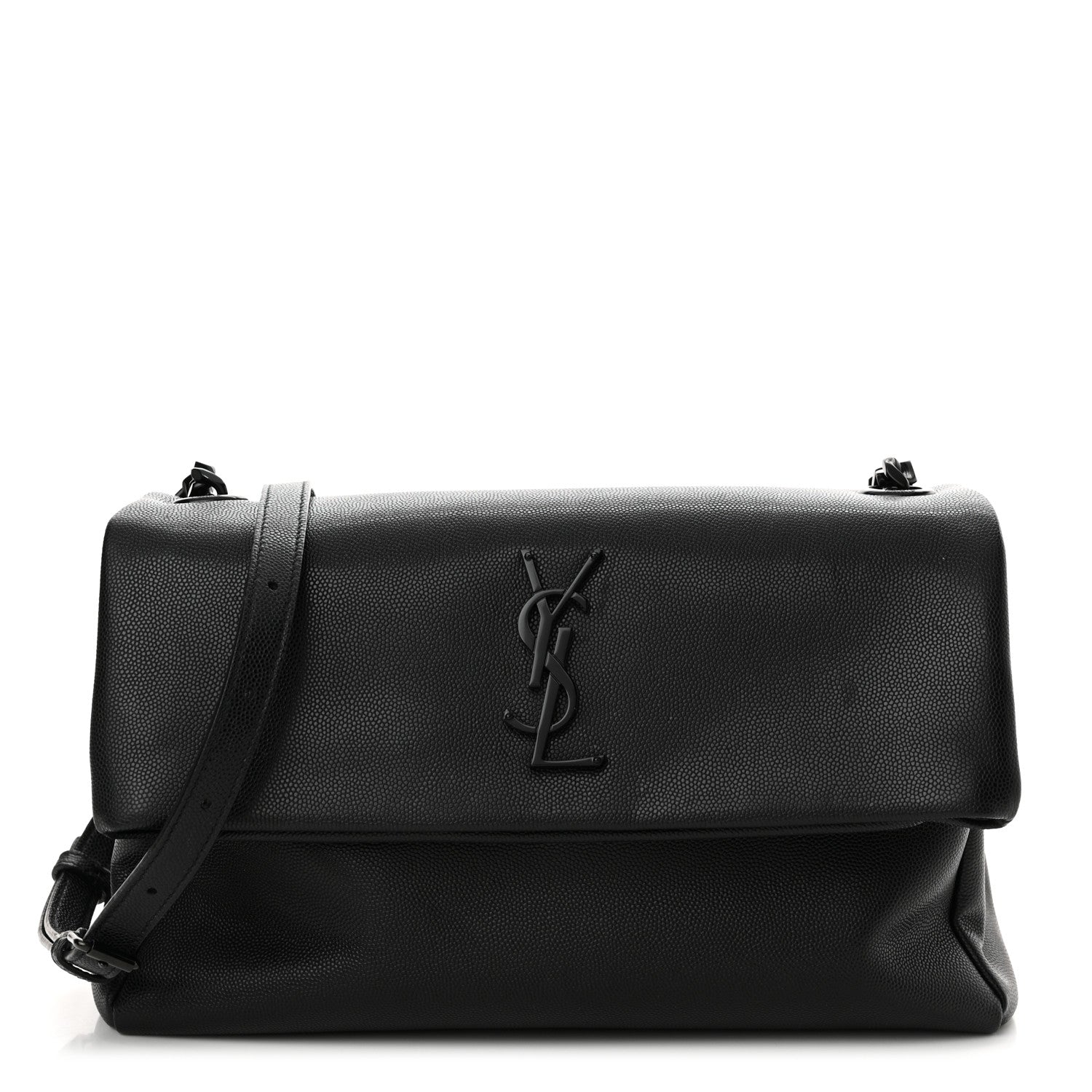 Saint Laurent Grain De Poudre Medium West Hollywood Monogram Fold-Over Black 1 of 13