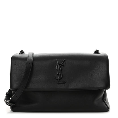 Saint Laurent Grain De Poudre Medium West Hollywood Monogram Fold-Over Black 1 of 13