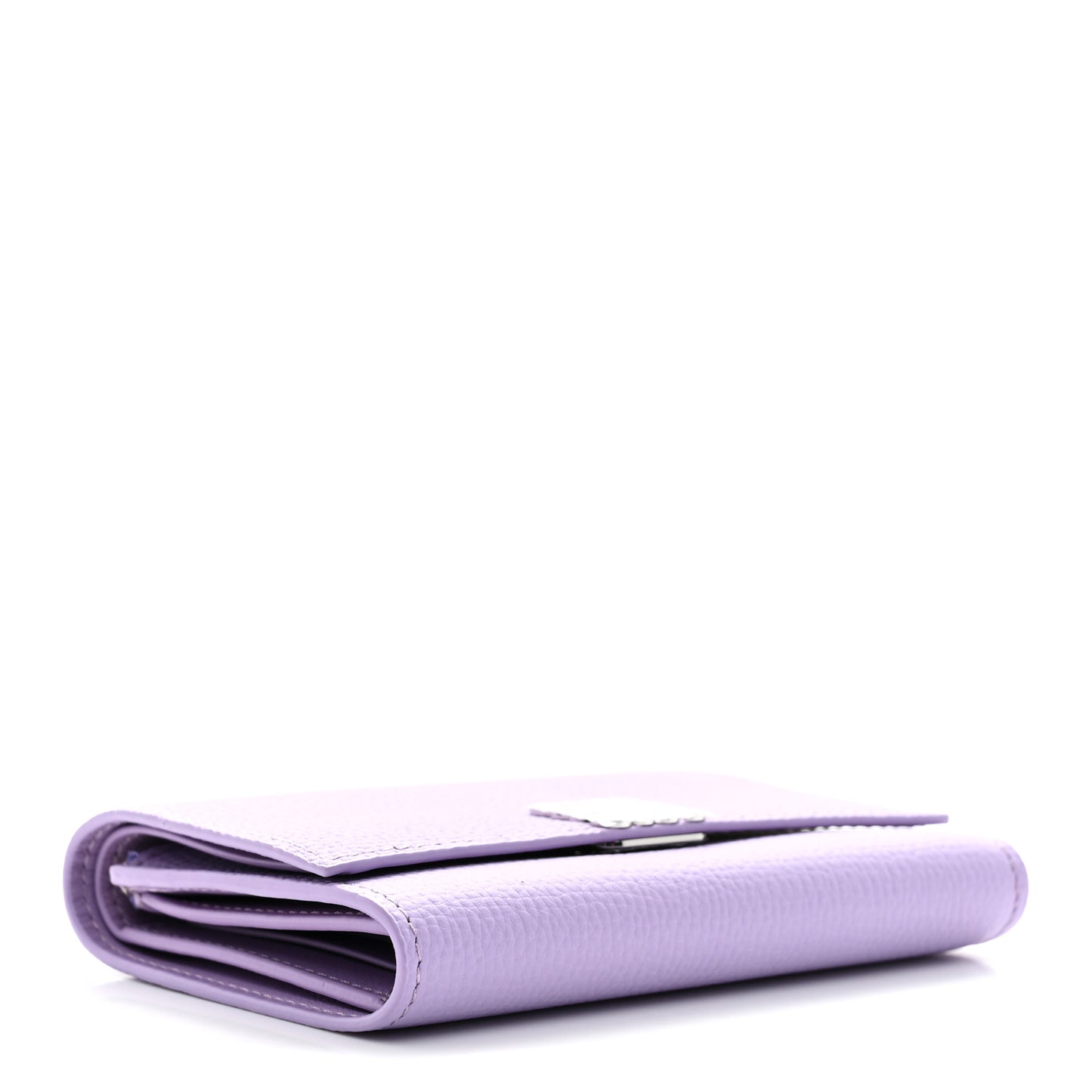 Pebble Grain Calfskin Anagram Small Vertical Wallet Light Mauve