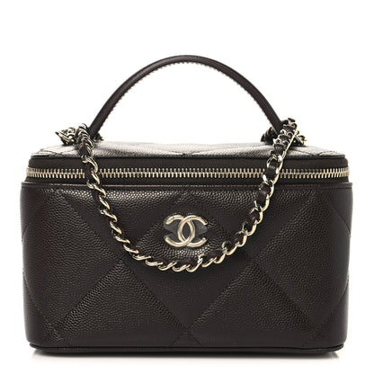 Chanel Caviar Quilted Top Handle Long Vanity Dark Brown 1 of 12