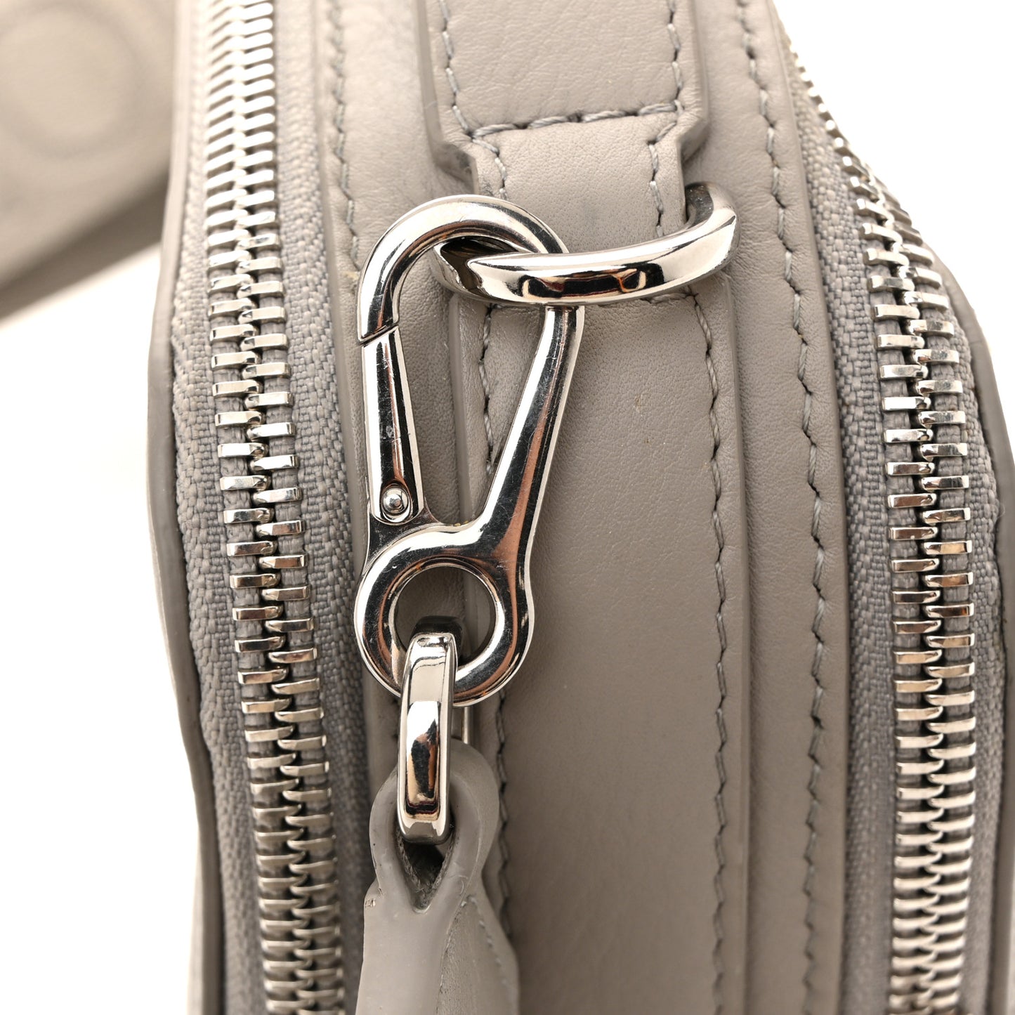 Satin Calfskin Mini Camera Bag Shell Grey