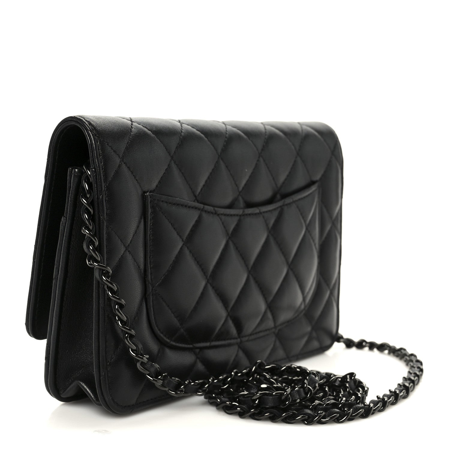 Chanel Lambskin Quilted Wallet On Chain WOC So Black 3 of 12