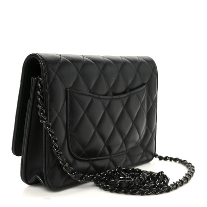 Chanel Lambskin Quilted Wallet On Chain WOC So Black 3 of 12