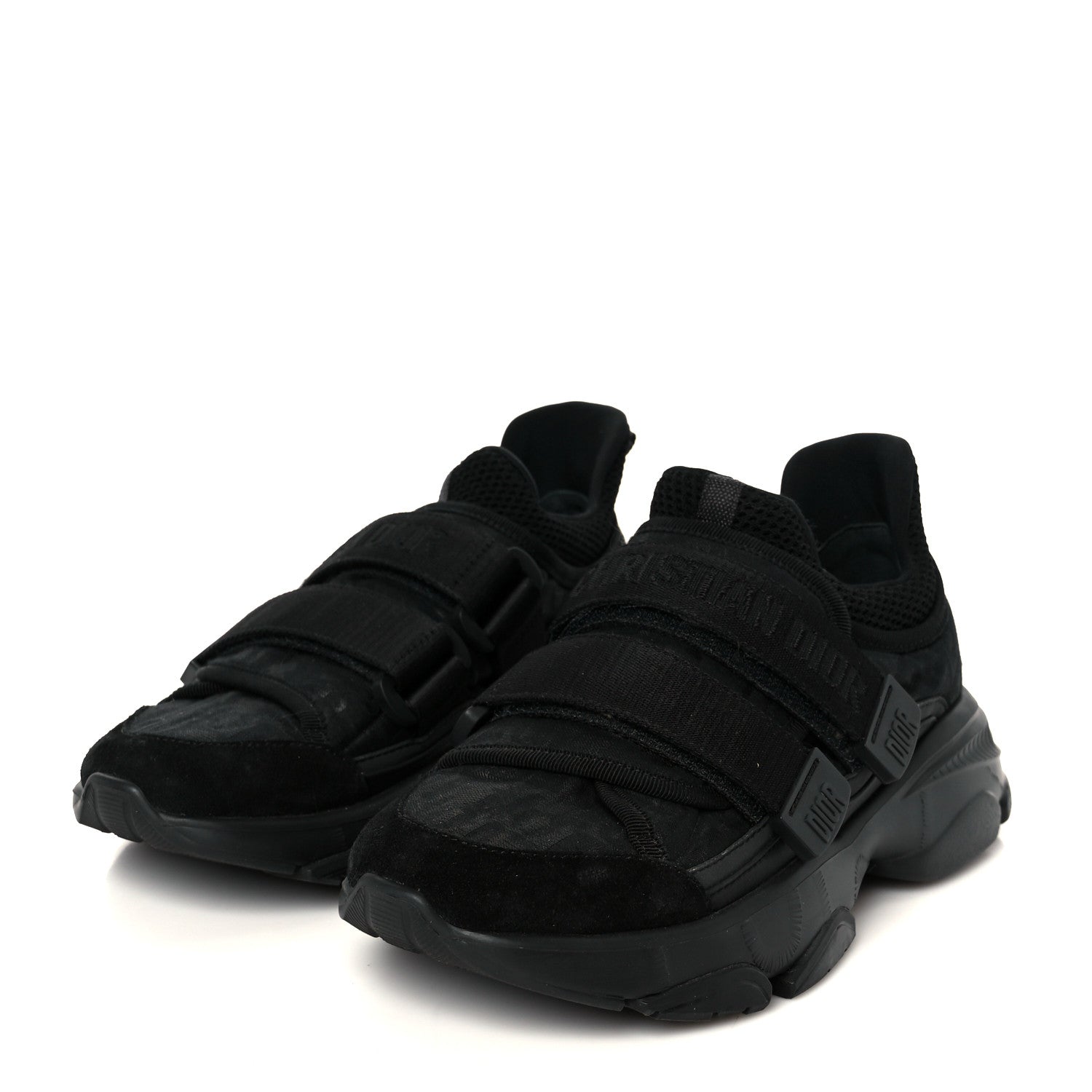 Christian Dior Shiny Oblique Technical Fabric Nylon Womens D-Wander Sneakers 35.5 Black 4 of 10