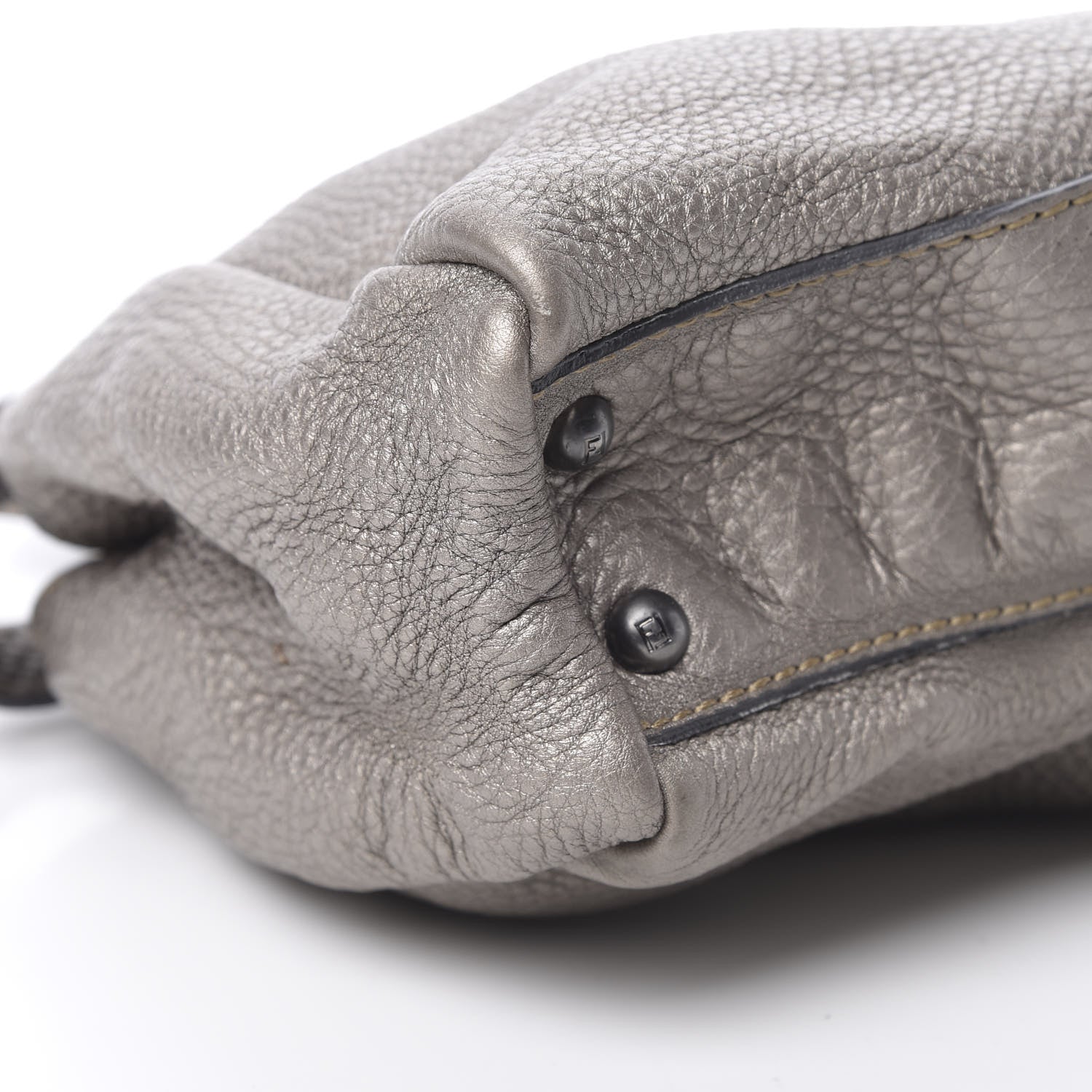 Fendi Metallic Calfskin Romano Selleria Medium Peekaboo Iconic Satchel Silver 13 of 17