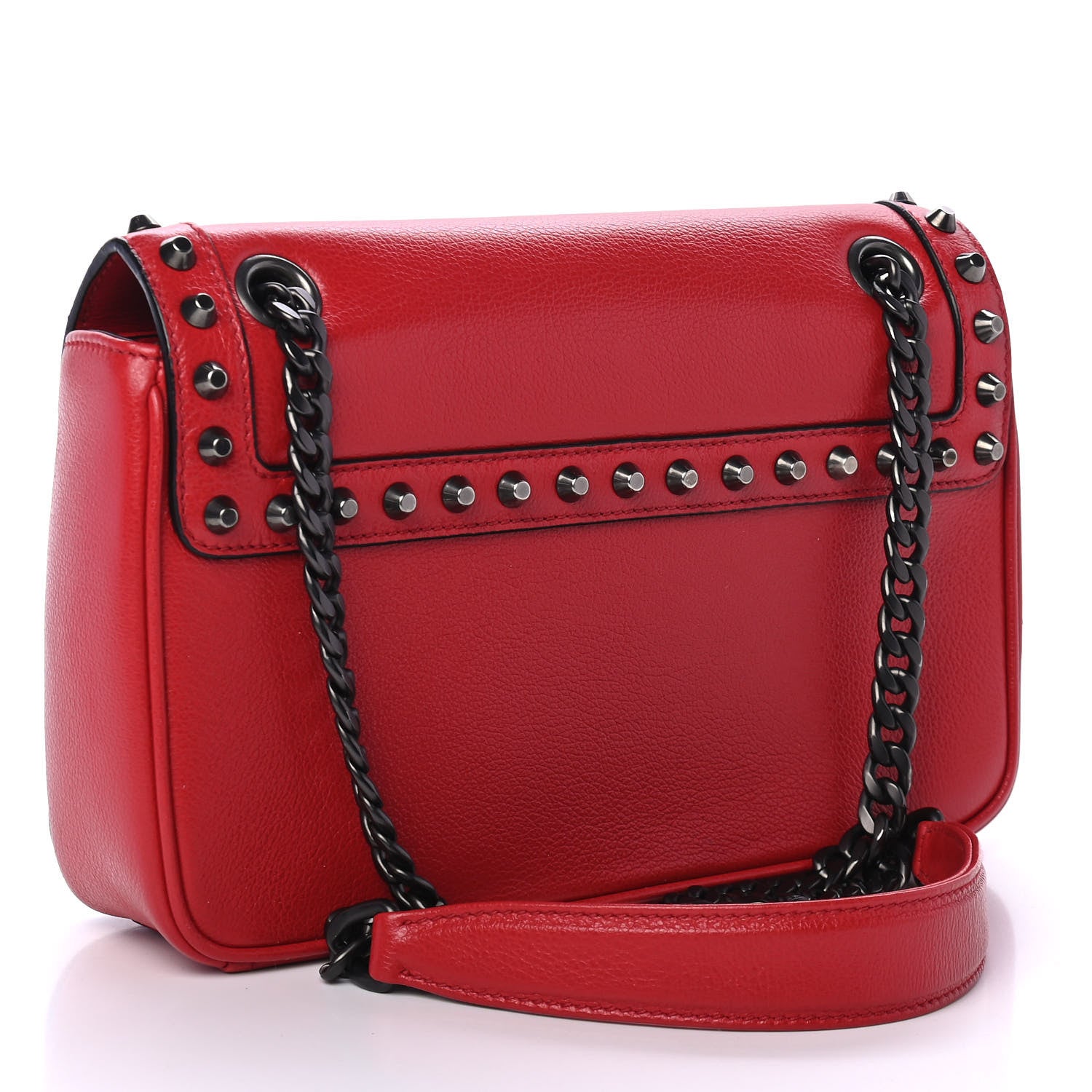 Prada Glace Calfskin Studded Crossbody Fuoco 2 of 4