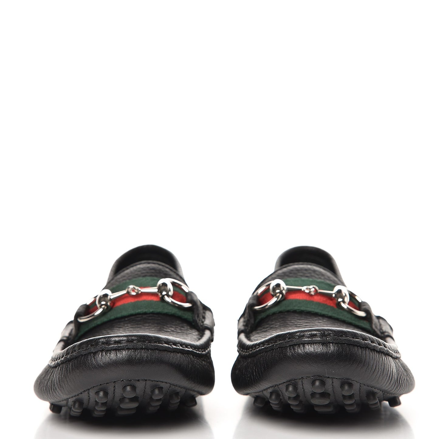 Calfskin Horsebit Web Driver Loafers 36.5 Black