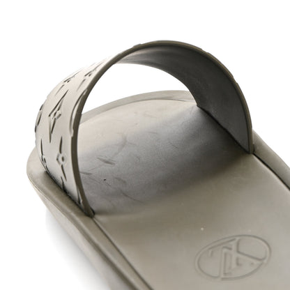 Louis Vuitton Matte Rubber Monogram Embossed Sunbath Slide Sandals 39 Khaki 12 of 13