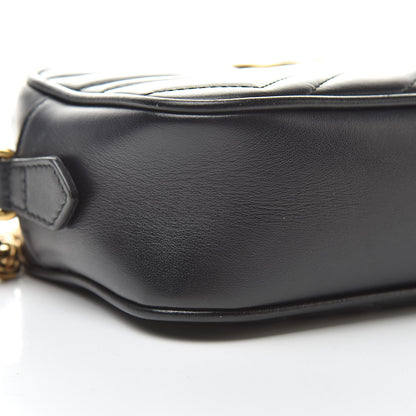 Gucci Calfskin Matelasse Mini GG Marmont Chain Shoulder Bag Black 9 of 16