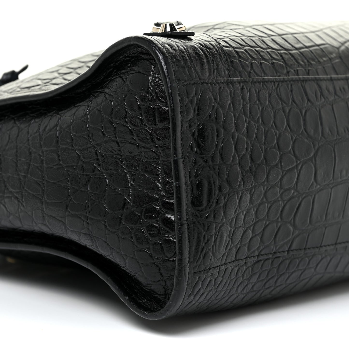 Calfskin Crocodile Embossed Classic Hardware City Black