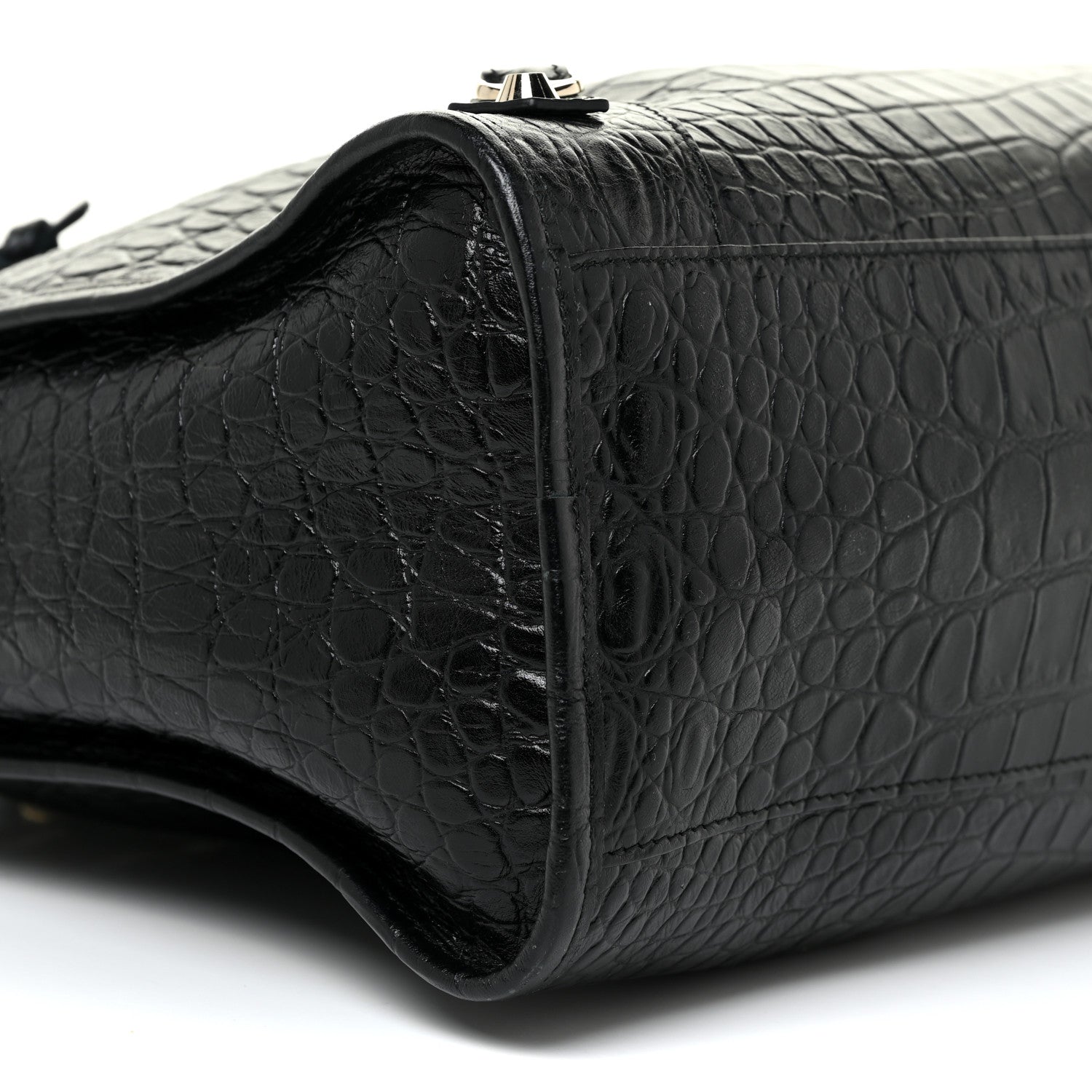 Balenciaga Calfskin Crocodile Embossed Classic Hardware City Black 17 of 24