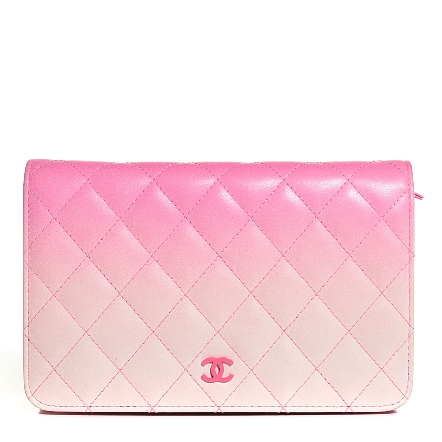 Chanel Faded Lambskin Quilted Zephyr Wallet on Chain WOC Dark Pink 1 of 8